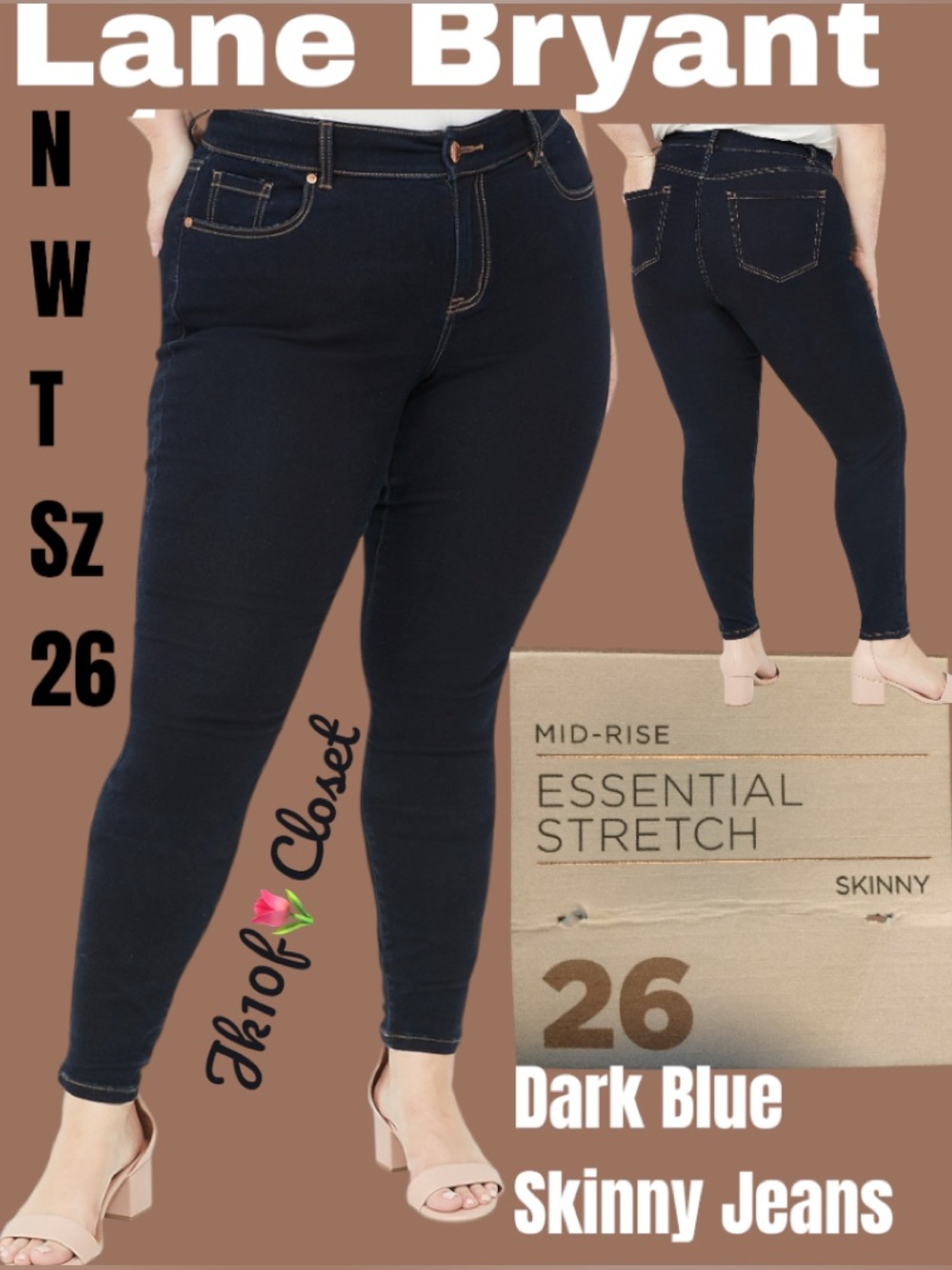LOWEST🌺Lane Bryant Sz26 Dark Blue Mid-Rise Stretch Skinny Jeans